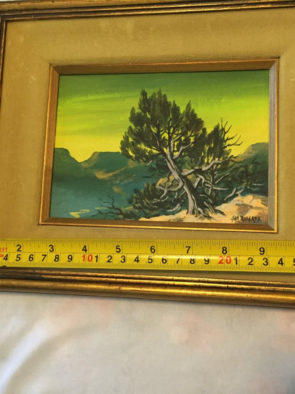 SAM A ROBERTS ORIGINAL OIL ON CANVAS TREE PAINTING 9" X 11" - Picture 6 of 6
